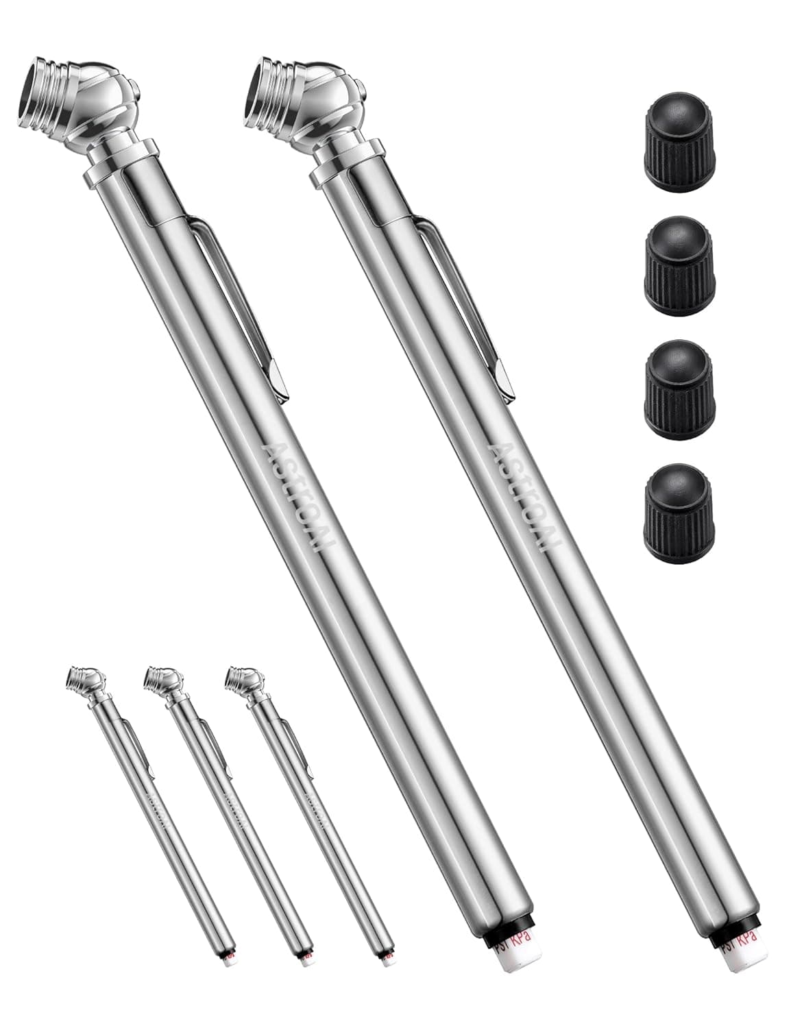 AstroAI Pencil Tire Gauge, 2-pack, 10-75 PSI, product photo from the listing